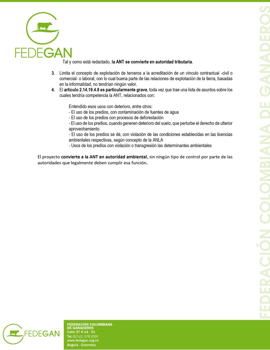 ¡#ÚLTIMAHORA! 

<a href="/Fedegan/">FEDEGAN</a>, como gremio cúpula de la ganadería colombiana, ha formulado observaciones al proyecto de decreto reglamentario que modifica las normas relacionadas con la extinción de dominio.

La firma del #AcuerdoDeTierras ha permitido un trabajo armónico entre