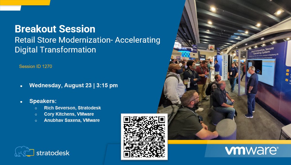 stratodesk's tweet photo. #VMwareExplore See our live session on Retail Store Modernization โ Accelerating Digital Transformation (INDB1270LV) today at 3:15pm here: ๐
https://t.co/nXgjUrshu6
#VMware #vCommunity #innovative #powerfulOS #Stratodesk #booth209 #digitaltransformation https://t.co/wPrcYDC0Ml