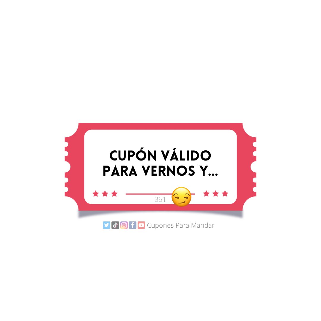 CuponesPaMandar's tweet photo. 🎟
.
#cuponesparamandar #cupones #cupón #cupónválido #cupónválidopor #cupónválidopara #mandarcupón #coupon #cuponero #Vernos #EstarJuntos #VernosY #TaOk #TáOk https://t.co/GsemAzYUBr