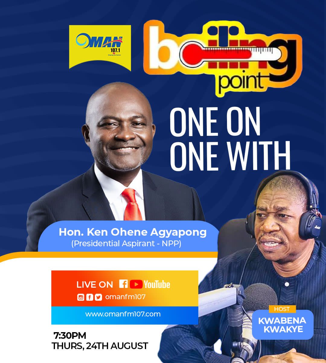 Join me live tomorrow @omanfm1071 &amp; <a href="/net2tvgh/">Net2tvgh</a> Boiling Point show at 7:30pm with Kwabena Kwakye

🗓️ Thurs, 24th August,2023
🕛 7:30 pm
#GhanaFirst🇬🇭