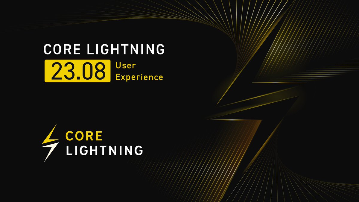 Core_LN's tweet photo. Today, we welcome the latest Core Lightning⚡️release, v23.08, codenamed "Satoshi's Successor." The release has such an overwhelming array of changes that we are splitting it into three separate blog posts.

The first covers user experience: updated plugins (pay, reckless) and new commands (setconfig, ignorefeelimits). 

https://t.co/UuZXNjBfEI