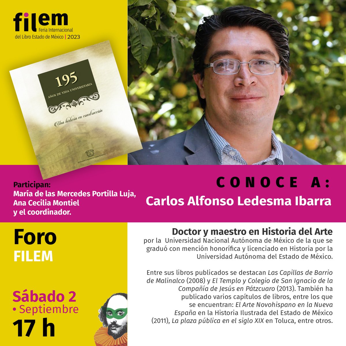 Editor_UAEMex's tweet photo. Te invitamos a la presentación del libro “195 años de vida universitaria. Una historia en construcción” en la @Filem_Mx
📆 Sábado 02 de septiembre
⏰ 17:00 h
📍Foro: FILEM
#SomosUAEMéx #LetrasEnRed #ConectaFilem
@SDC_UAEMex @UAEM_MX https://t.co/OuuERdqnYv