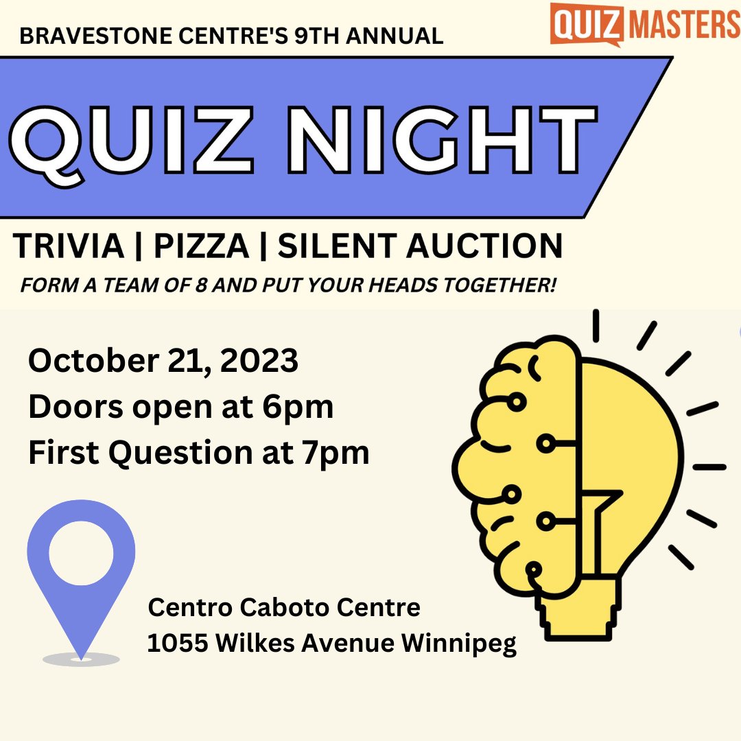 BravestoneC's tweet photo. Join us for some friendly competition at our iconic Quiz Night fundraiser! 🎉📚 
Gather your squad and support our amazing cause!

Tickets:
🎟️ Individual: $35
🎟️ Table of 8: $240

Get your tickets at: 
https://t.co/x0u2TgNmqw https://t.co/aE1vhI5r7J