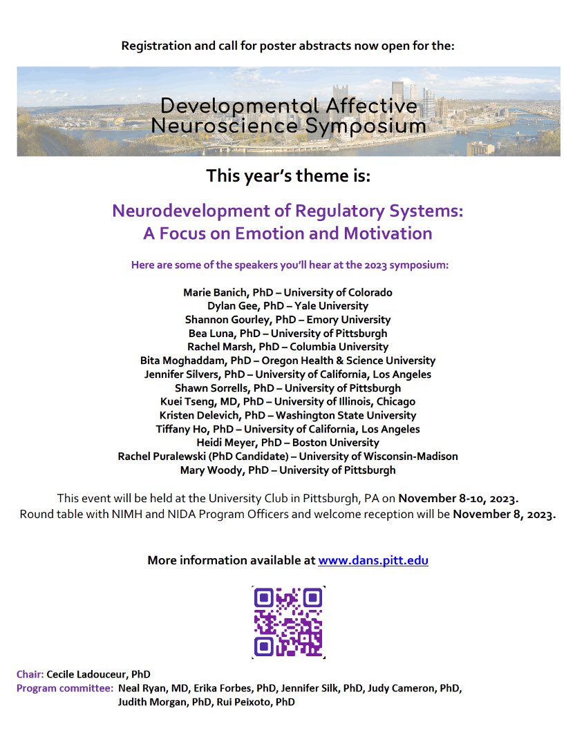 Super excited about our outstanding line-up of speakers this year which will contribute greatly to the richness of the discussions and hopefully lead to new ideas and collaborations! 
Don’t wait – go to the DANS website and register dans.pitt.edu! Please RT!