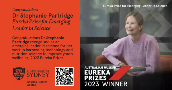 Congratulations– Dr Stephanie Partridge @DrStephaniePart for the award of the Eureka Prize for Emerging Leader in Science @eurekaprizes 👏 Learn more about Stephanie's work in harnessing technology and nutrition science to improve youth wellbeing: ➡️ youtube.com/watch?v=uDIebo…