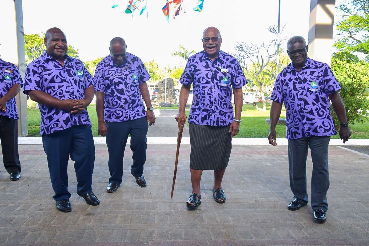 FijianPM's tweet photo. As brothers, we will build on the solid foundation laid by our predecessors, strengthening our ties, our shared vision and responsibility for the welfare of our Melanesian people." #MSG2023 https://t.co/VIA6Oz0hUF