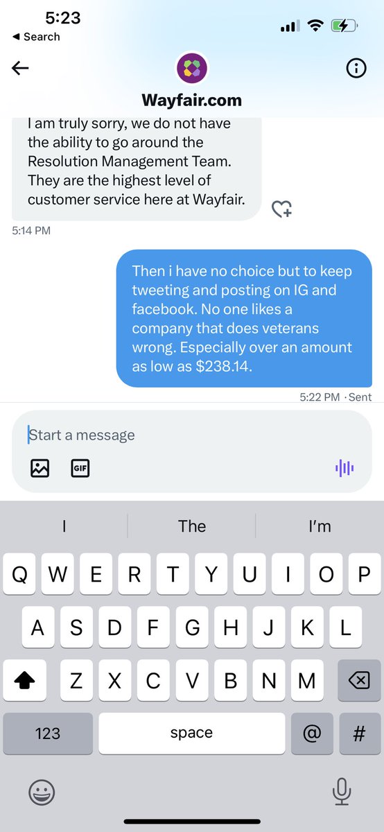 GiJmoe's tweet photo. @Wayfair If you buy a sale item and don’t get, @Wayfair won’t help FYI peeps. https://t.co/ZPapr5O0it