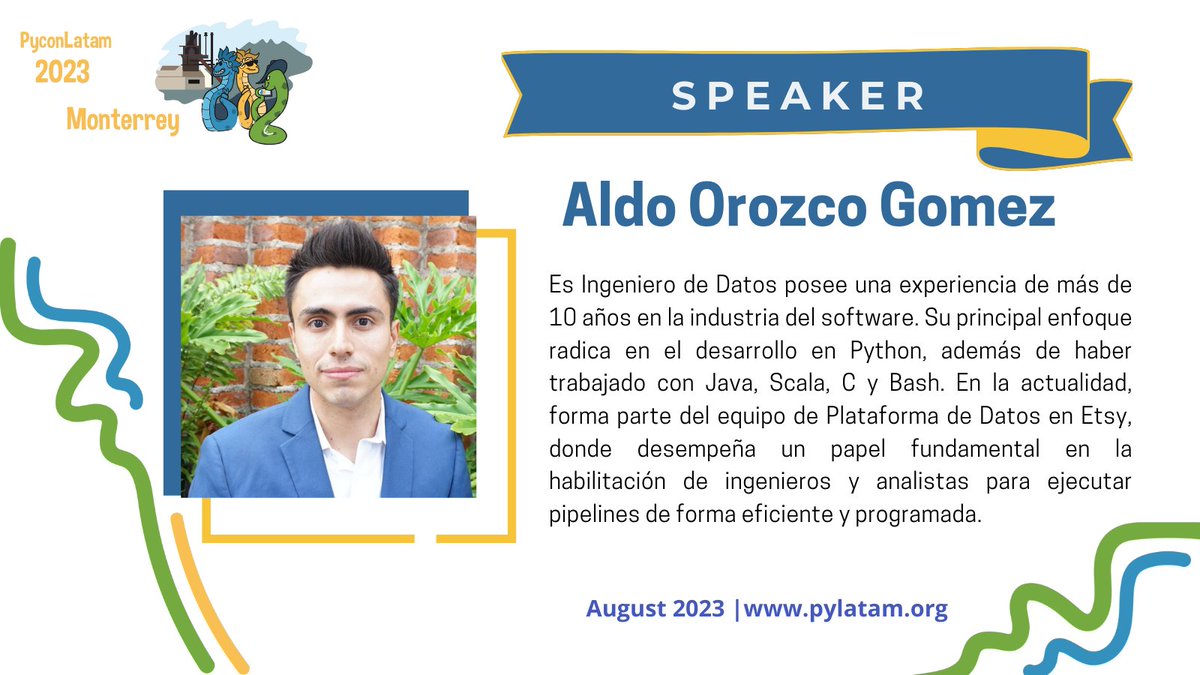 PyLatam's tweet image. 📢 Conoce a Aldo Orozco, quien nos estará compartiendo una interesante charla en #PyConLatam23 sobre:

&quot;Taking Airflow Devx to the next level with Inspect&quot;

⏰Horario:
pylatam.org/horario-comple…

¡No te la pierdas!

#PyConLatam
#Python🐍