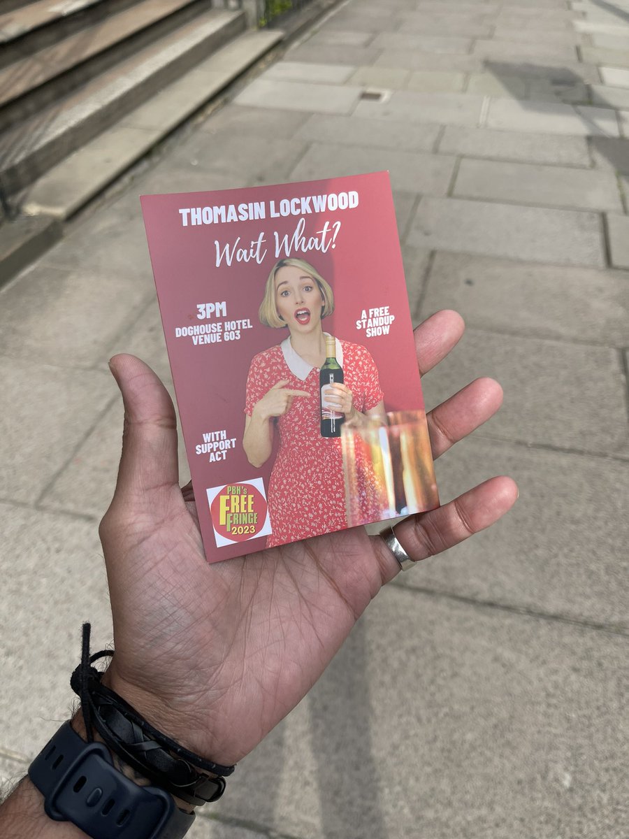 stuck around with Chris for next show. annnd standout comedian Thomasin Lockwood - easily one of best comics I’ve seen this fringe 👀  <a href="/TheFreeFringe/">PBH's Free Fringe</a> 

you’ll probably see them at bigger venues next year . <a href="/comedystoreuk/">The Comedy Store, UK</a> if reading . Book them . Sharp and funny AF !  #edfringe23