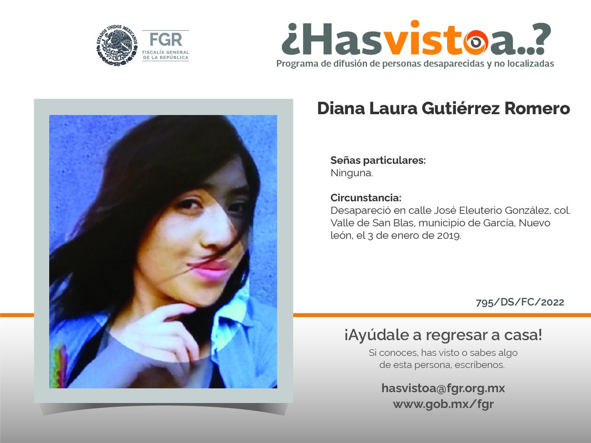 #Comparte, alguien puede tener algún dato que ayude a encontrarle o si conoces, #HasVistoA escribe al correo hasvistoa@pgr.gob.mx ¡Somos personas ayudando a otras personas! Visita: cedac.fgr.org.mx/HASVISTOA/ #desaparecidos #Desaparecidas #HastaEncontrarte #México @FGRMexico