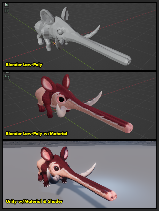 GhostCrabGames's tweet photo. Preview of a friendly creature inspired by the Nali cows in #Unreal. Going to try to move the trunk around like an elephant when I get to animating. 🐘

 #characterdesign #FPS #gamedev #indiedev #indiegames #gamedevelopment #screenshotsaturday #IndieDevs https://t.co/5iSjrjDj2i