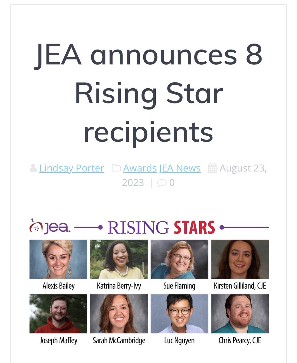 So proud of our rising star, <a href="/CHSOdyssey/">Chantilly Yearbook</a> adviser, Luc Nguyen! Congrats on this recognition! 💜⭐️ <a href="/Chantilly_HS/">Chantilly High School</a> <a href="/NewsfromJEA/">JEA</a> <a href="/chstkn/">CHS Knightly News</a>