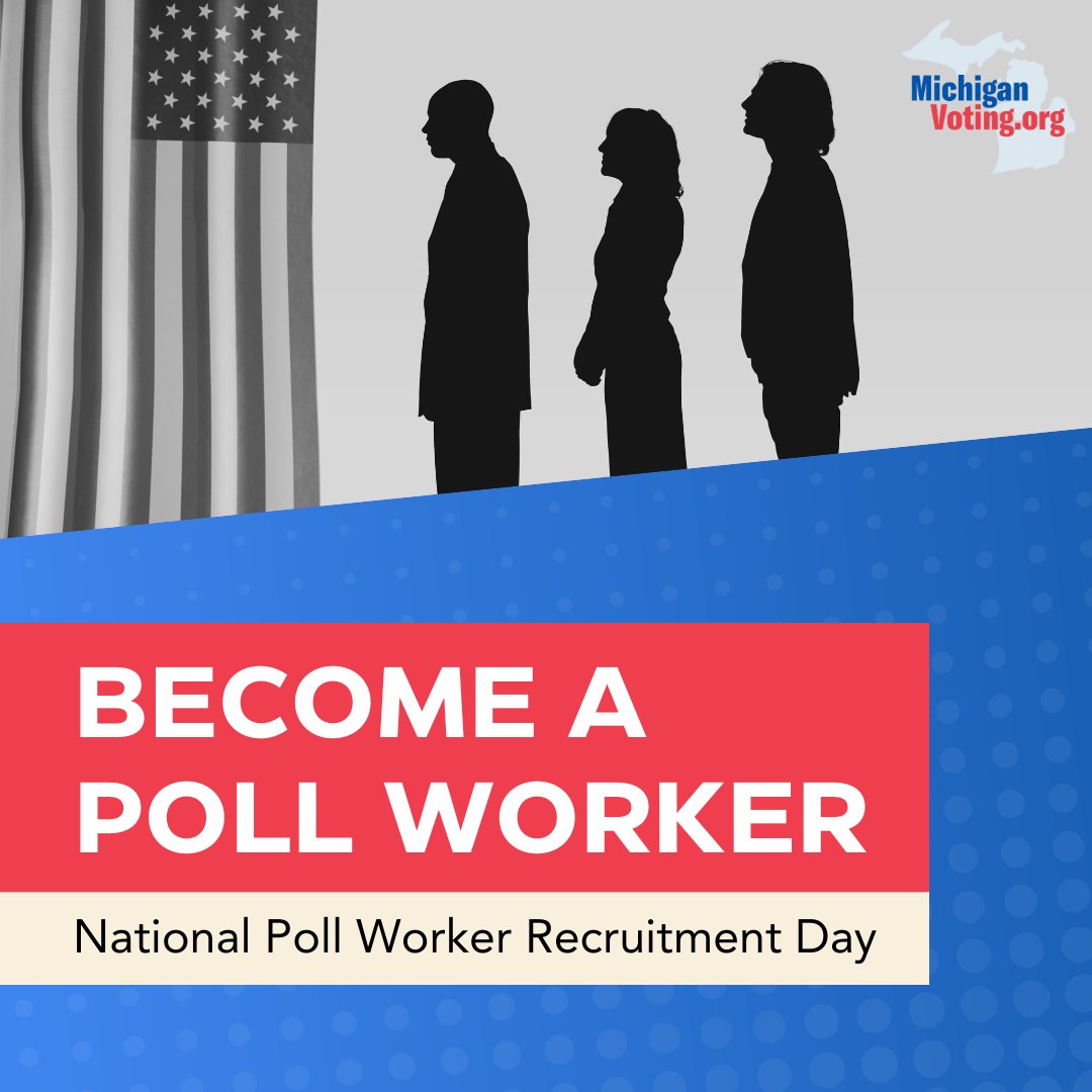 Promote_VoteMI's tweet image. Are you ready to help your fellow Michiganders vote? Signing up to be a poll worker is a great opportunity to help ensure that we have secure and accessible elections. Answer the call to strengthen our democracy at: tinyurl.com/democracymvp #HelpAmericaVote