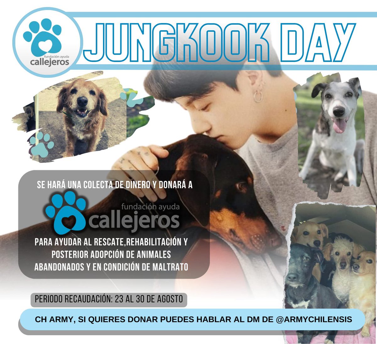 armychilensis's tweet photo. 📌 Proyecto Cumpleaños
#JUNGKOOKDAY

Cada día hay cientos de casos de abandono y maltrato a los animales, es por esto que todo lo recaudado se donará a la fundación "Ayuda Callejeros" en nombre de Jungkook 💜

CH ARMY, para donar nos puedes enviar DM ✉️ https://t.co/sMp2ZgOsgL