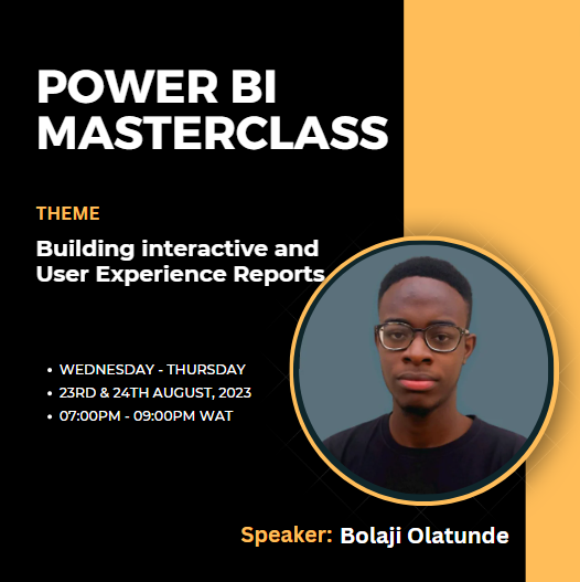 MubarDauda's tweet photo. We are live tonight with @BolajiO_
#PowerBIMasterclass #PowerBI #DataAnalytics #LearnPBI https://t.co/w4rWQE2xu3