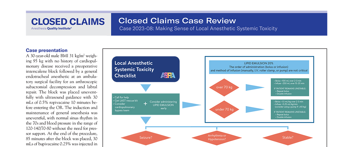 Read about local anesthetic systemic toxicity in this month’s @ASAMonitor Closed Claims article. ow.ly/pa5E50PyEFW @ASRA_Society #LocalAnesthetic #LAST