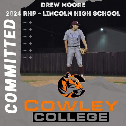 Drew Moore (@drewmoore_2) on Twitter photo I am exited to announce that I will be continuing my baseball career at <a href="/CowleyBaseball/">Cowley Baseball</a>! I want to thank God, my parents for all of their support, my family, friends and coaches for helping me along the way. I am exited to announce that I will be continuing my baseball career at <a href="/CowleyBaseball/">Cowley Baseball</a>! I want to thank God, my parents for all of their support, my family, friends and coaches for helping me along the way.