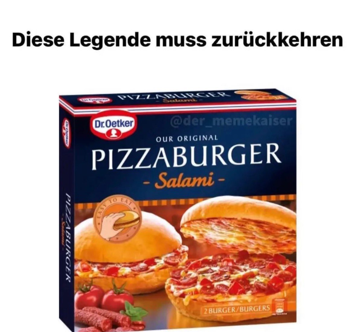 1 like = 1 Pizza Burger im Tiefkühl