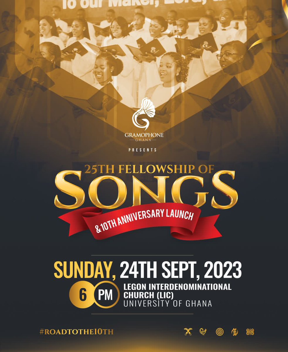 Gramophone_Gh's tweet photo. Fellowship of Songs is this September💃🏾💃🏾💃🏾. 
It promises to be a glorious experience
Mark your calendar.
24th September at 6pm. 

#gramophonechorus #gramophonegh #FOS23 #fellowshipOfSongs #thisSeptember #24thSept #roadtothe10th #anniversarylaunch #excitement https://t.co/ngrmP9fbgQ