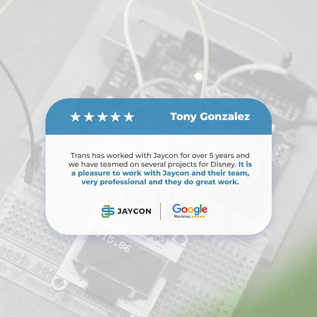 jayconsystems's tweet photo. 🌟 5-Star Alert! 🌟 Another happy customer has shared their positive experience with Jaycon on Google. Feeling grateful and motivated! 🙌 https://t.co/KgLZkddUgG