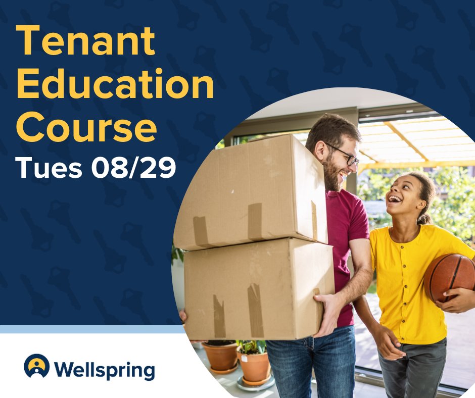 Learn valuable tips from Wellspring’s housing experts during our FREE Tenant Education Course. We cover various topics, including the rental application process. Join us virtually on August 29 at 12PM. Sign up today at wellspringfs.org/event/tenant-e…

#TenantEducation #WellspringFS