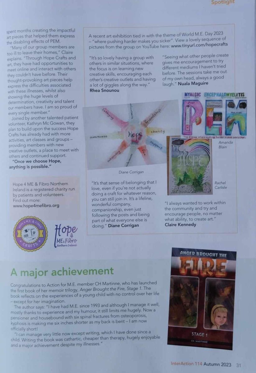hope4mefibroni's tweet photo. Thank you to @actionforme for featuring our Hope Craft Group in Inter Action magazine, great article and recognition of the work of our volunteers. 😊 https://t.co/as7hRMgdz8