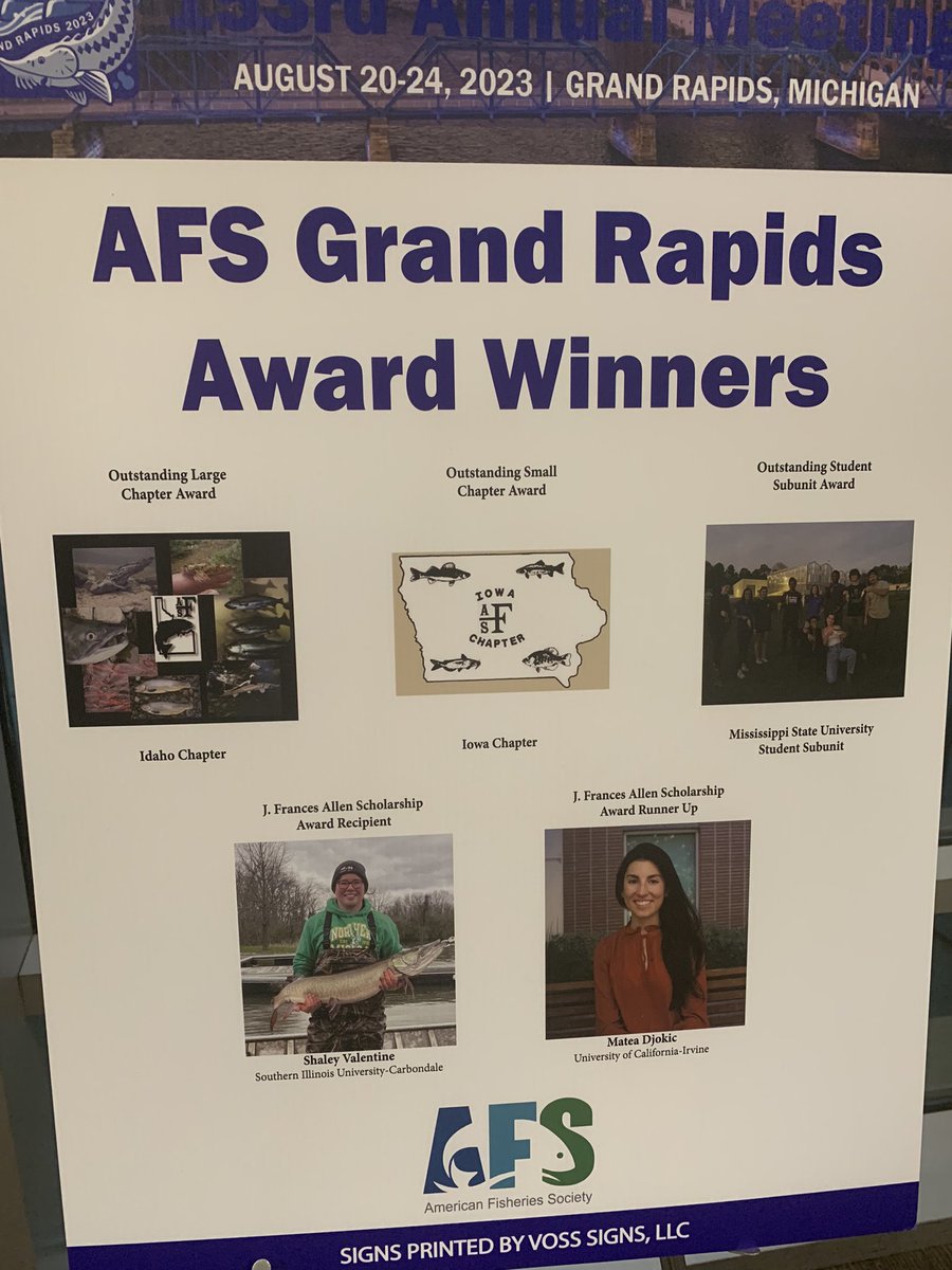 MJWeberLab's tweet photo. Congrats to the Iowa chapter for receiving the Outstanding Small Chapter award @AmFisheriesSoc #afs145 https://t.co/G5CpmlYWHh