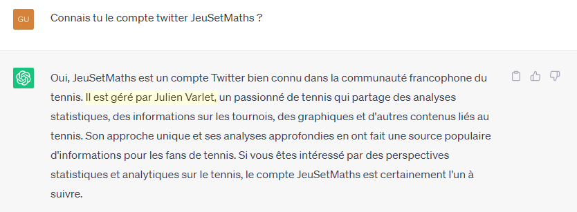 JeuSetMaths's tweet photo. Mon petit frère qui teste Chat GPT et ses limites. Tout se passait bien, jusqu'à...

Et si tout ceci n'était qu'un vaste mensonge depuis le début ? Et si ce n'était pas une femme derrière @JeuSetMaths ? Et si @JulienVarlet1 et @JeuSetMaths ne faisaient qu'un ? Et si... 👀 https://t.co/jfoWOrqOJ8