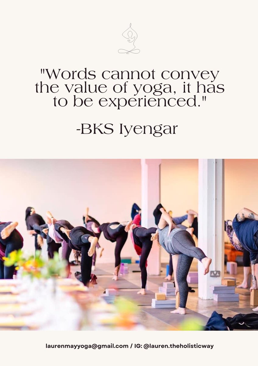 One of my favourite #bksiyengar quotes 🤍 Tuesday nights continue at Space from 5th September. The perfect after work yoga class slot!