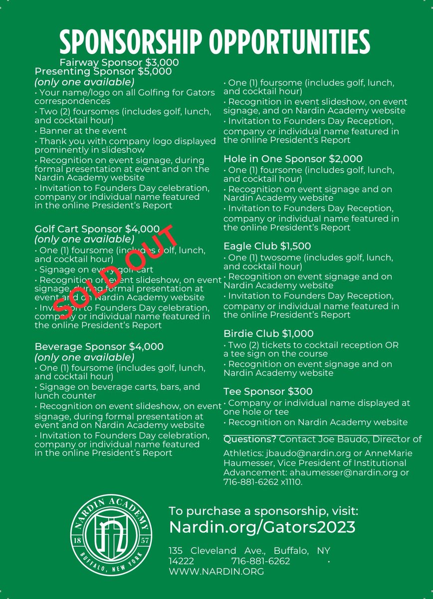 Golfing for Gators is coming up! Don’t forget to register online by yourself or a team of four. You can also purchase a sponsorship! 10am start, lunch at the turn, and reception to follow. This helps support the athletics program!!!
#GoGators 🐊