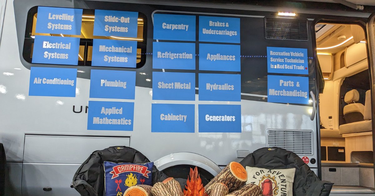 RVCareers's tweet photo. 72% of 2023 @Skills_Canada National Competition spectators said they learned about new career options.

With the help of Winnipeg area RV manufacturer Triple E Recreational Vehicles @leisurevans, we're able to demonstrate the scope of work of an RV service technician.

#RVCareers https://t.co/IpGEL5CwpZ