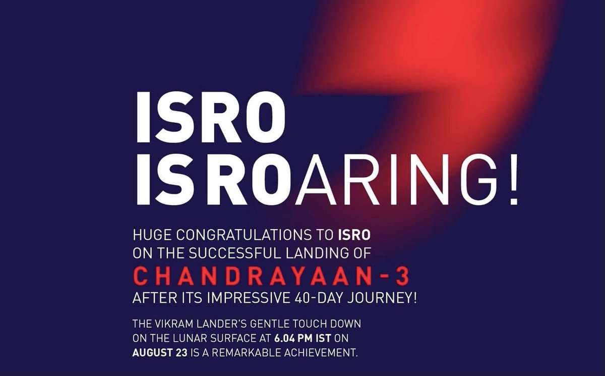 As Chandrayaan -3 touchdown the moon surface so gracefully. A giant leap for Indian Science, a monumental pride for our nation🇮🇳. @isro @elonmusk @MoneyGuruYT @ehsan786az @ezLearningExprt @cz_binance #chandrayaan3 #Chandrayaan3Landing #IndiaOnTheMoon #successfullanding #India