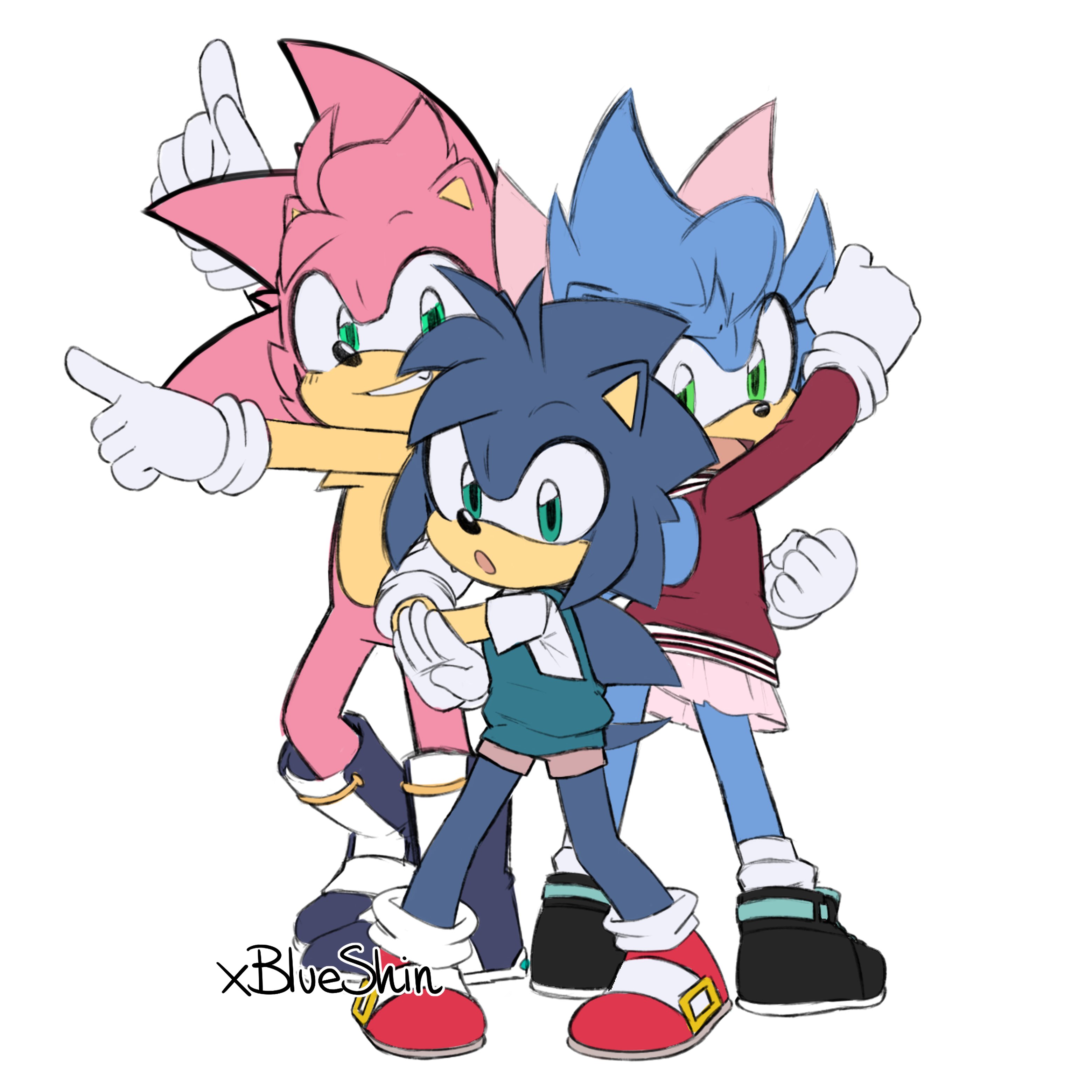 xBlueShin — The Triplets but in the Sonic X pose!