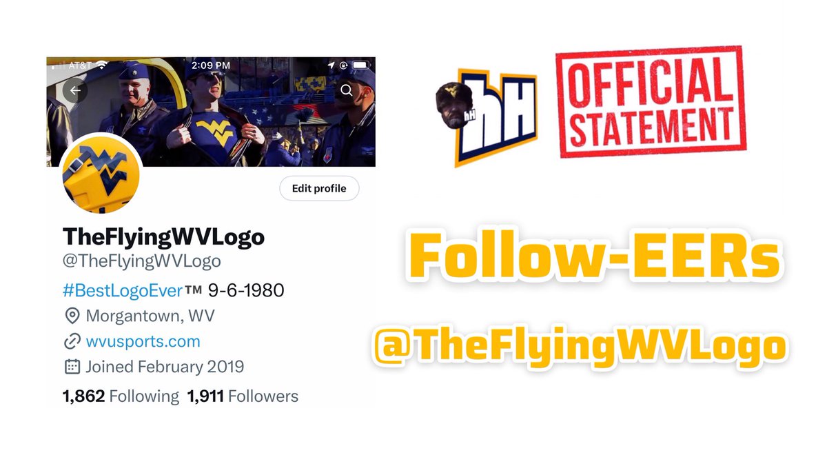 herdHater's tweet photo. Be sure to Follow
@TheFlyingWVLogo
The #BestLogoEver™️
RT it to your Follow-EERs! https://t.co/VZXohDBwyt