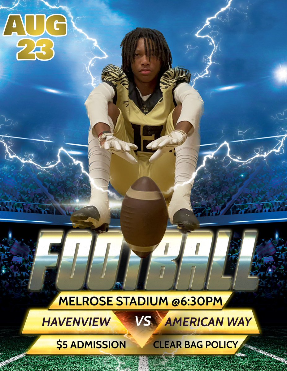 jmgreene7's tweet photo. We back in action under the lights! Come out and support our young tigers as we take on American Way at Melrose stadium @ 6:30! #GoldBallMiddle #RevengeSeason https://t.co/zJ9KL3EoBL