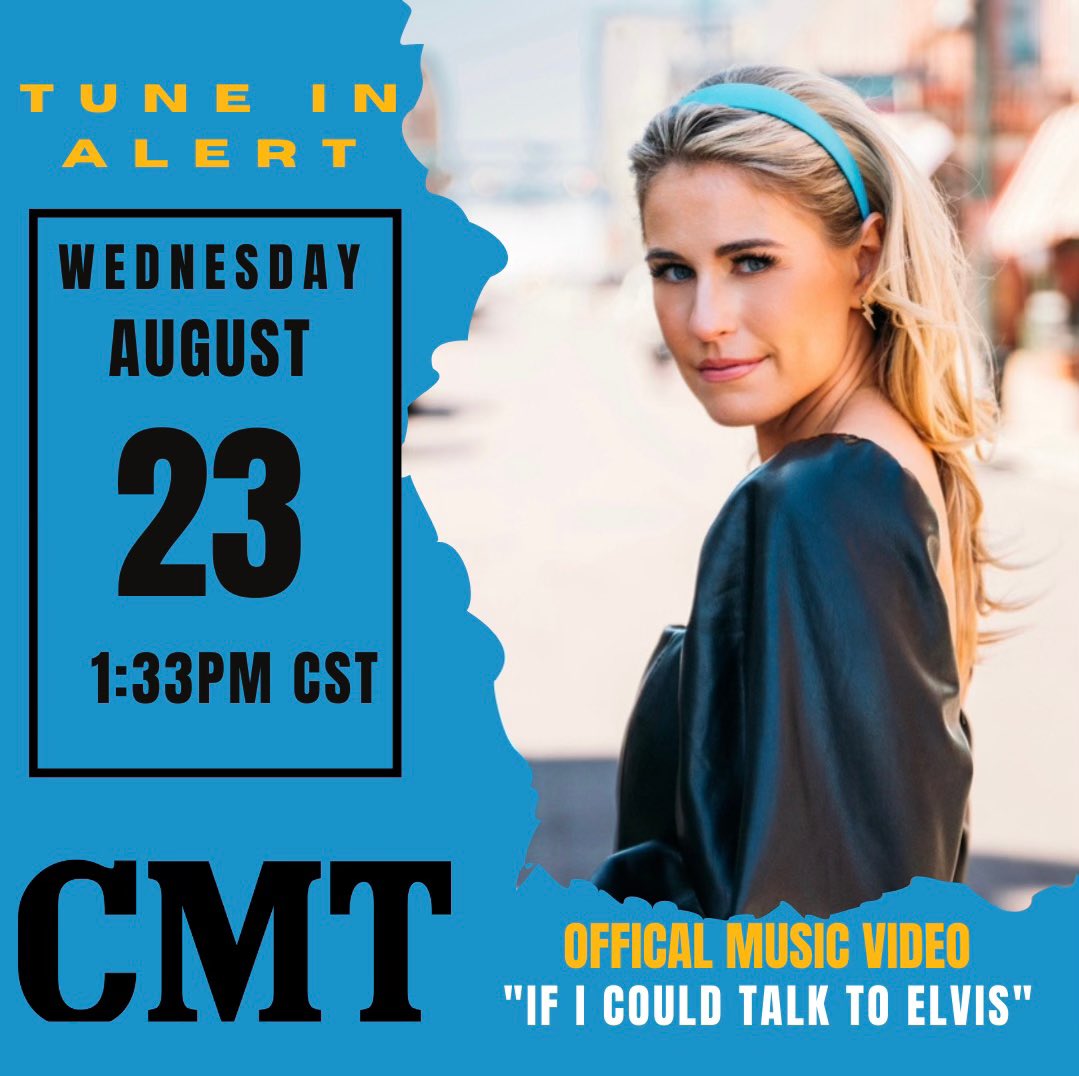 Tune into @CMT Music Channel at 1:33pm cst for a first look at the official music video for “If I Could Talk To Elvis” ⚡️ It’s in rotation starting today & you can vote as many times as you like for it in the Top 12 Pack Countdown! cmt.com/promos/dghdu7 Thank you @FramLeslie ❤️