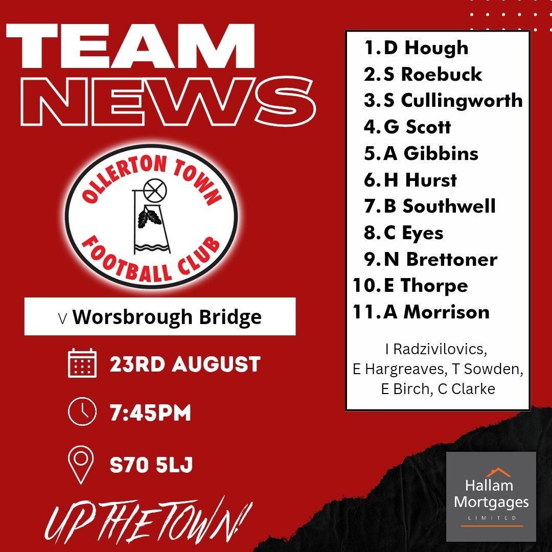 Tonight's Ollerton Town team news... #UpTheTown