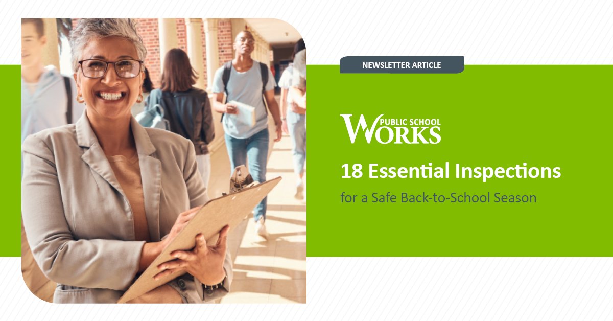 With school back in full swing, have you taken care of all of your district's back-to-school compliance inspections? We've put together a recap of 18 inspections you don't want to miss!

Take a look!👉 go.publicschoolworks.com/l/399472/2023-…

#DoWhatWORKS #schoolsafety #schoolcompliance