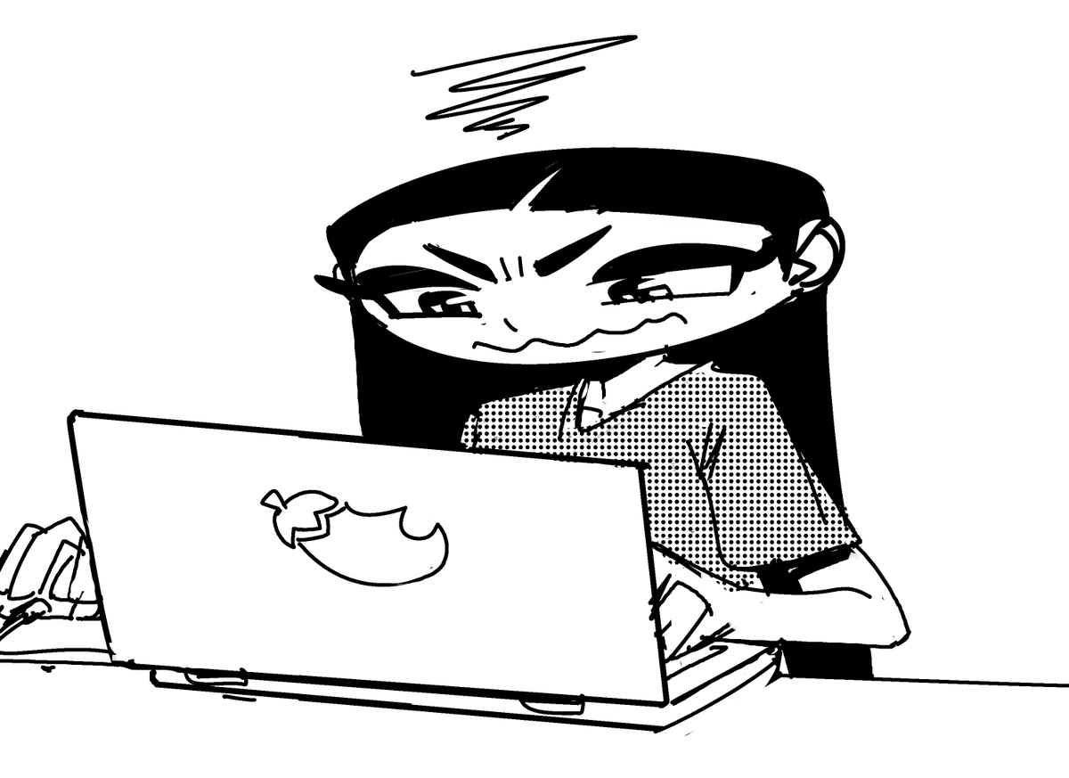 Wide Girl Wednesday #19: got my laptop back from repairs and they installed windows 11 so im now figuring out how tf i make things work again,  have a cecille doodle expressing my hatred of windows ink and whoeve made it