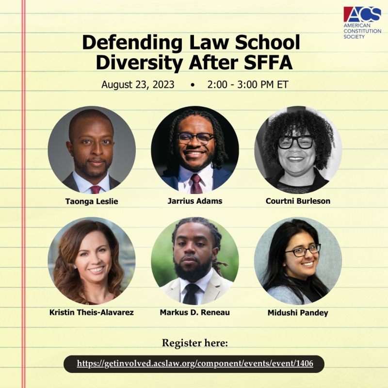 There’s still time to join me and my colleague, Markus Reneau, as we break down the impact and next steps after the Supreme Court’s ruling on Affirmative Action. #ChairDuties