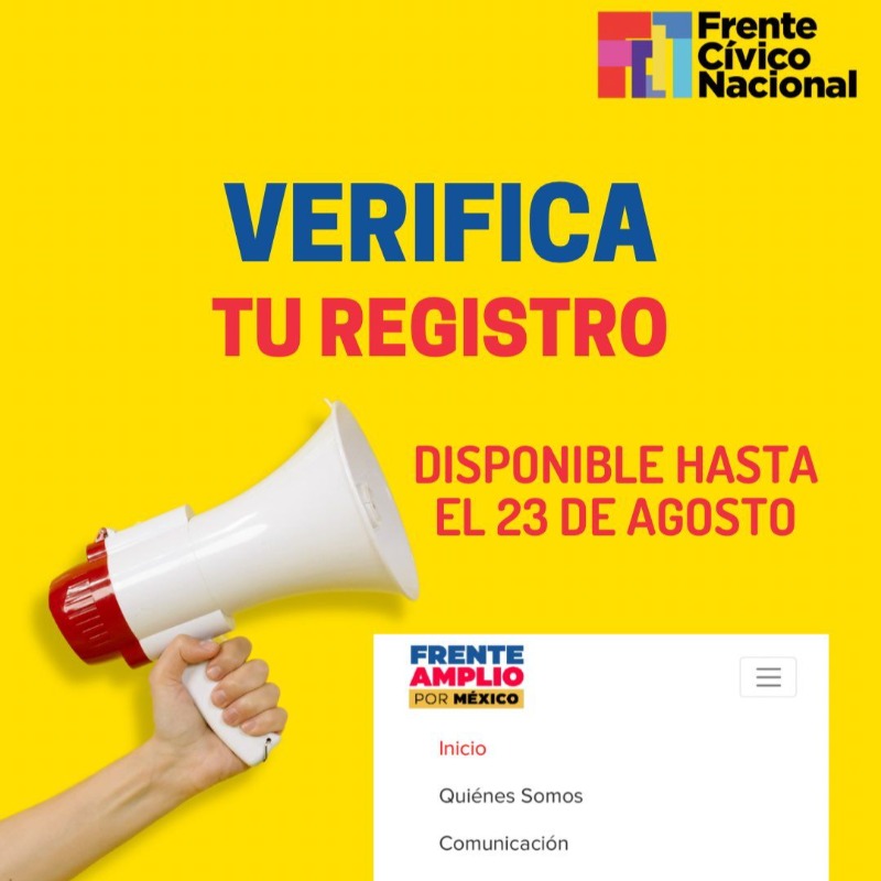 Galileos_'s tweet photo. ¿Tienes duda si estás registrado en el Padrón del #FrenteAmplioPorMexico? Verifícalo aquí 👀 👇🏽 f Disponible hasta el 23 de agosto @FCN_mx