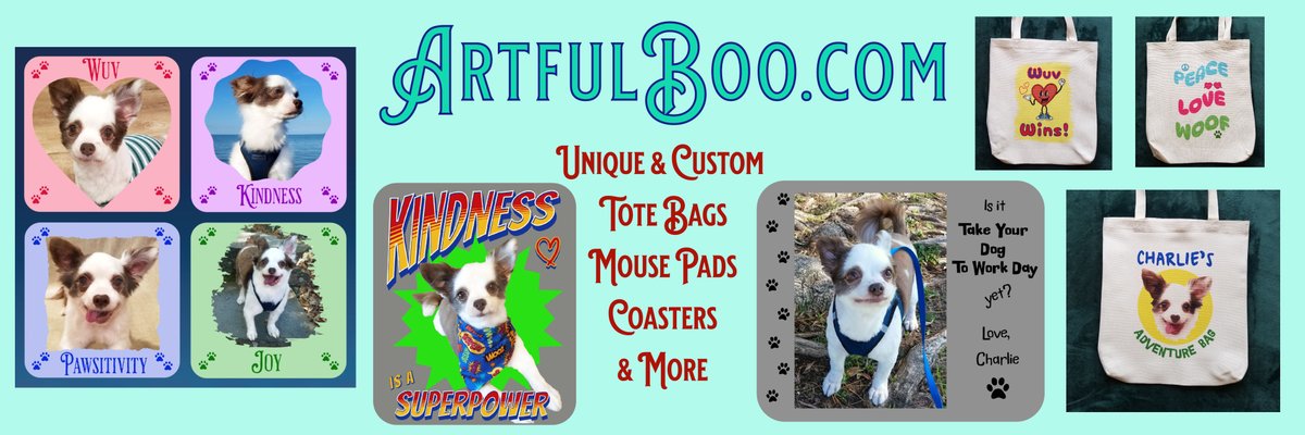 Dis all so exciting!!!🎉🎉🎉😁🛒🛍️❤️🐶 Mama made dis new Banner for my page wif some of our new fings on it! What yoo fink pals? We tryin to spread da word bout da new shop! To help me, please RETWEET my PINNED Tweetee! Fanks!🎉😁❤️🐶 #dogsoftwitter #dogsofX #ZSHQ #rescuedog
