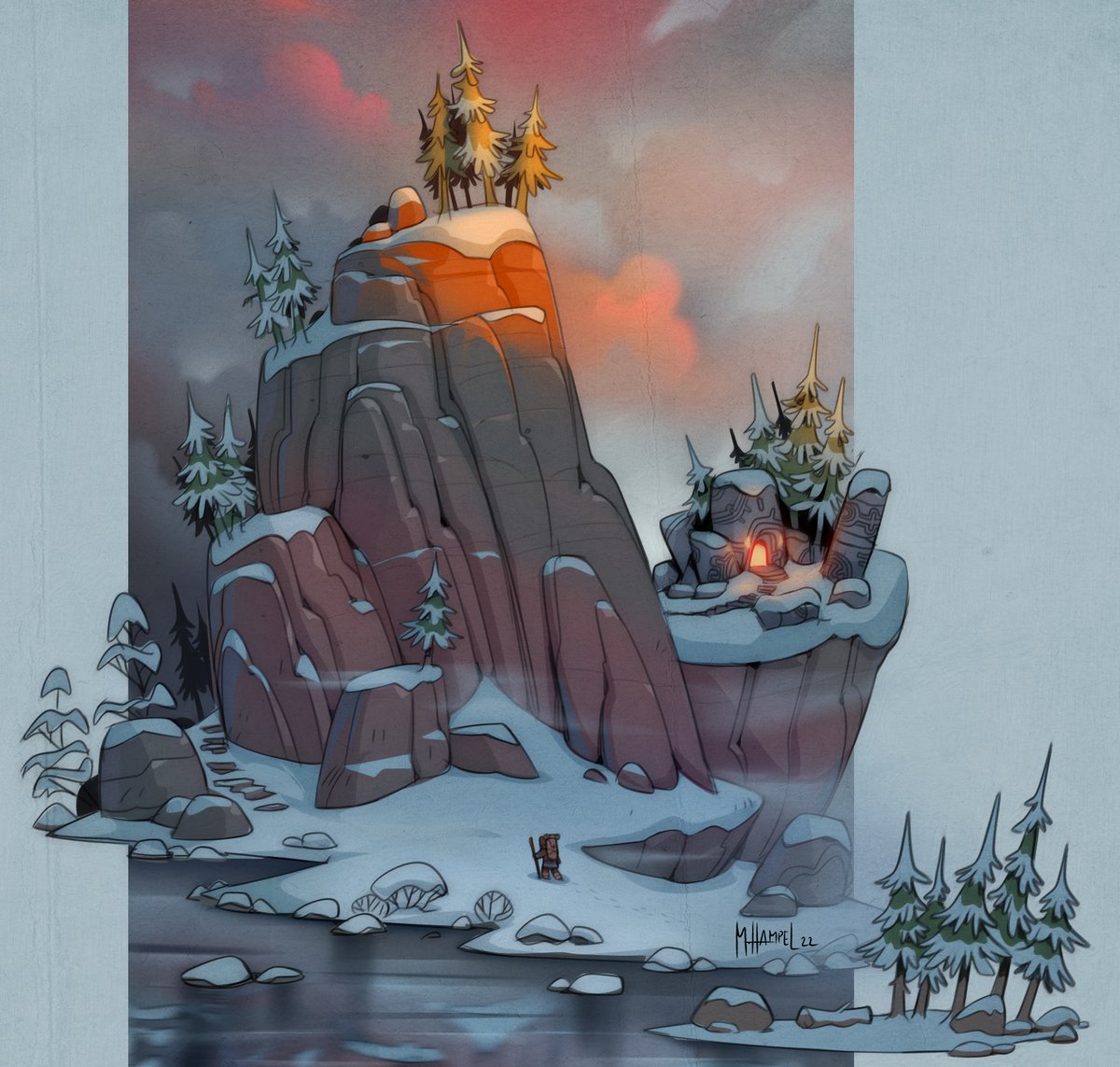 tree no humans snow pine tree outdoors rock fire  illustration images