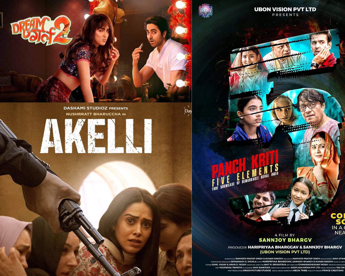 الأفلام القادمة بتاريخ 25/08/2023
1.#DreamGirl2
2.#Akelli
3.#PanchKritiFiveElements

#AnanyaPandy #AyushmannKhurrana #NushrratBharuccha #RajeshJais #BrijendraKala #MahiSoni #Bollywood #Movie #film #Cinema