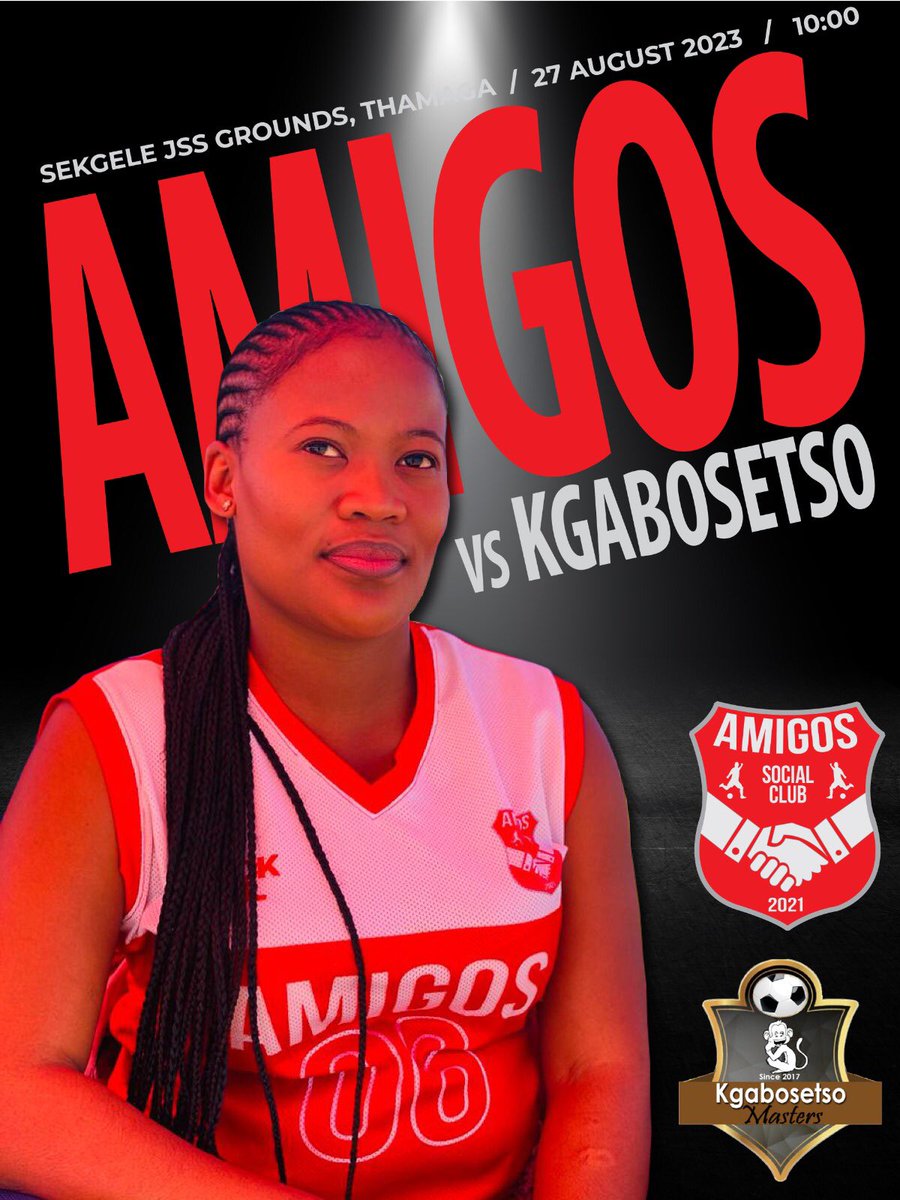 After a weekend of rest, we are home with the neighbours.

⚽️  || Amigos SC vs kgabosetso Masters
🗓️  || Sunday 27 August 2023
🏟️  || Sekgele JSS Grounds
⏰  || 10am
🎟️  || Free Entry