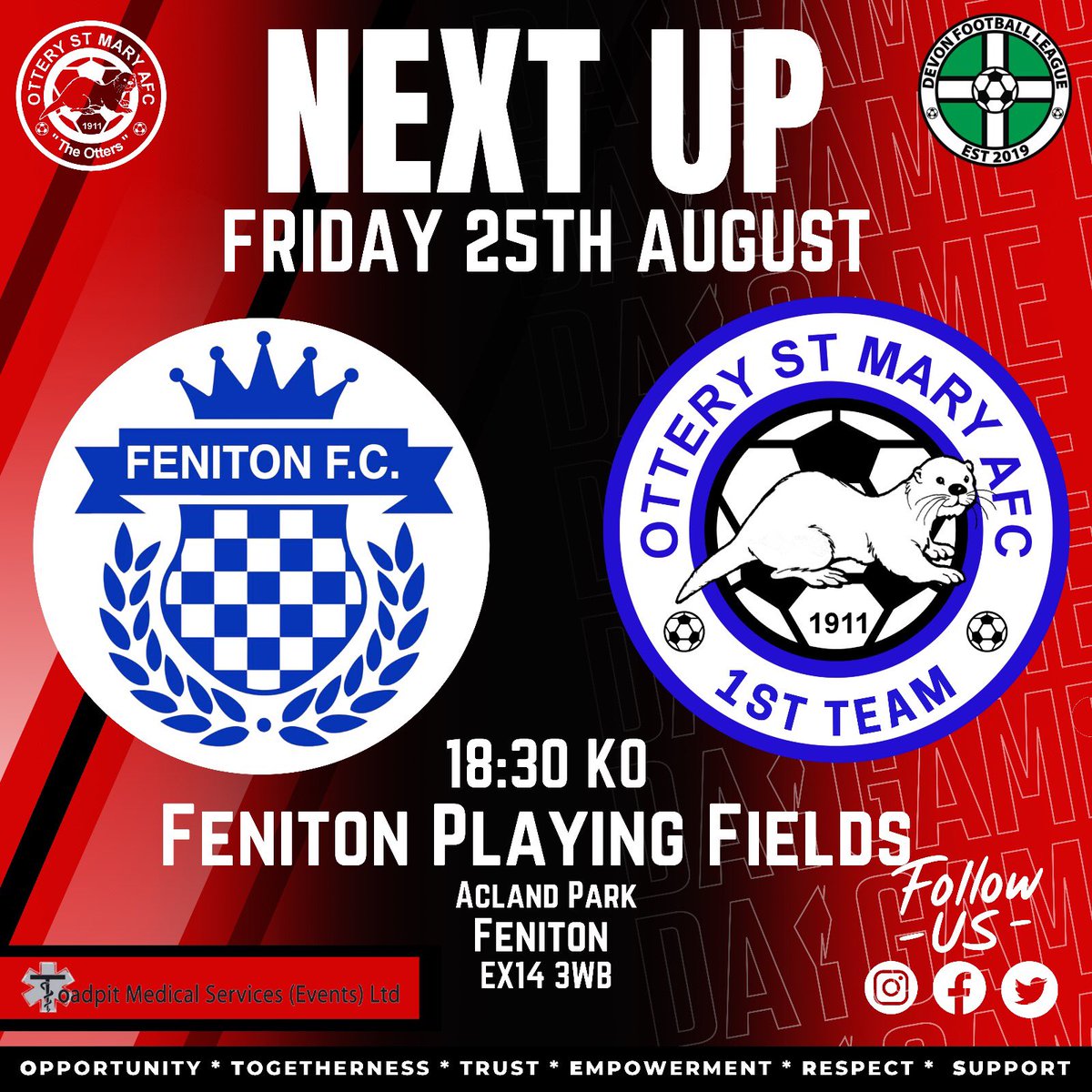 Ottery St Mary AFC (@otterystmaryafc) on Twitter photo Anyone looking forward to a local derby on the Friday night of a bank holiday weekend 👀🤩
Get along to Acland Park and support the boys against <a href="/FenitonFC_/">Feniton Football Club</a> in the <a href="/devondfl/">Devon Football League (DFL)</a>
UTO!! 💙🦦 Anyone looking forward to a local derby on the Friday night of a bank holiday weekend 👀🤩
Get along to Acland Park and support the boys against <a href="/FenitonFC_/">Feniton Football Club</a> in the <a href="/devondfl/">Devon Football League (DFL)</a>
UTO!! 💙🦦