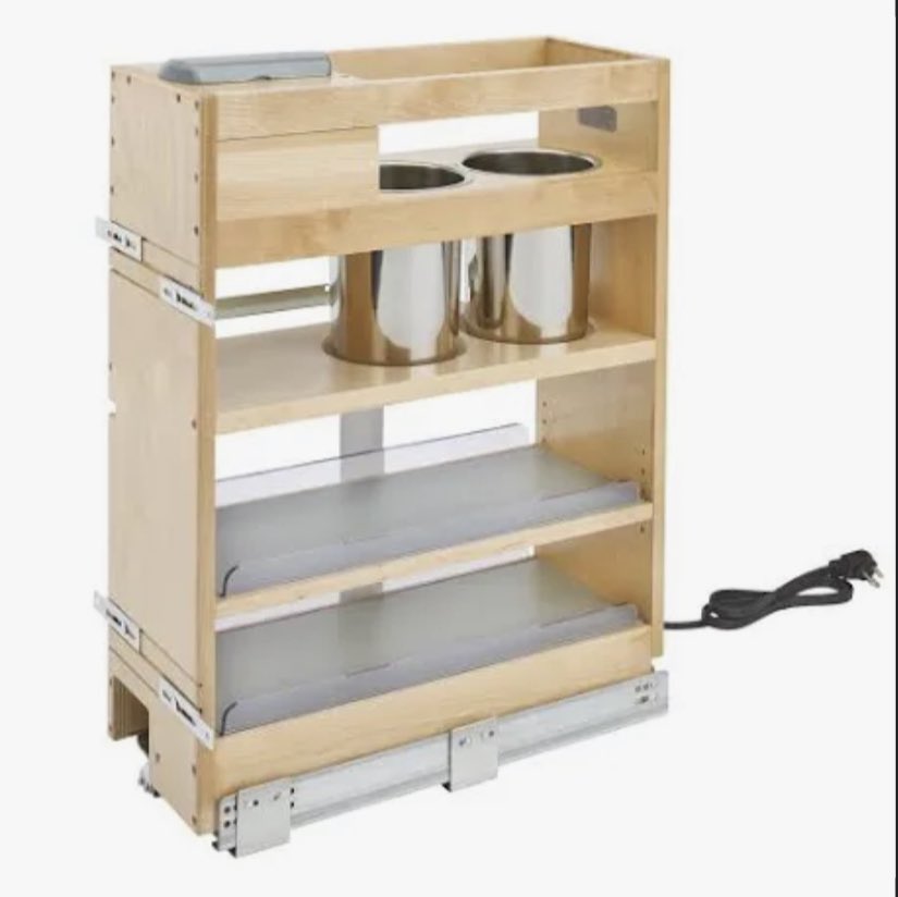 @KBtribechat @REVASHELF Our two favorites for bathrooms are @REVASHELF U-shaped drawers to clear plumbing, and powered pullouts with metal containers to hold hot curling irons, crimpers, hair dryers, etc.  
#kbtribechat