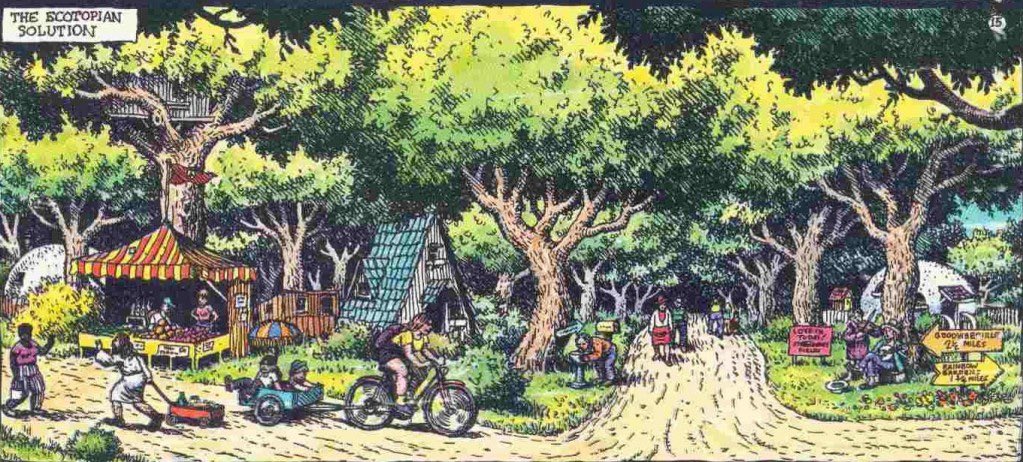 communecore's tweet photo. R. Crumb imagining a degrowth communist future in the Seventies. https://t.co/KRI897utwA