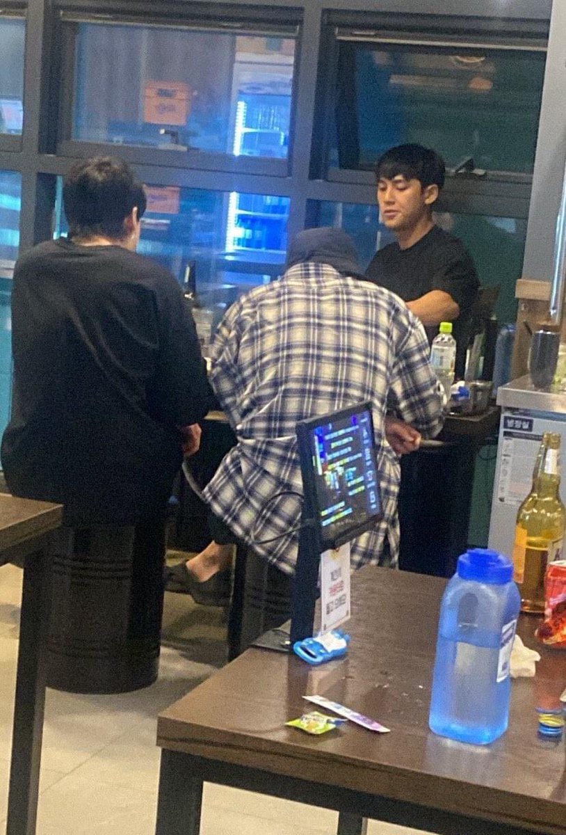 Jungkook eunwoo and mingyu enjoying the food, he's in Busan.