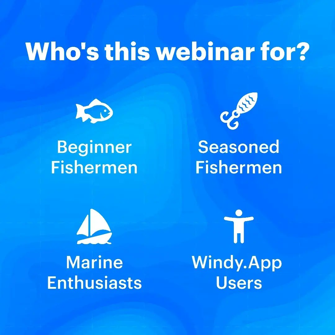 windyapp_co's tweet photo. Fish & boat with https://t.co/C8j8JqsZcP! Join our webinar https://t.co/bxt9kWaqzo

Plan a safe and promising boat fishing trip

See which parameters to consider, and what fish behavior to keep in mind

August 24
Thursday
10 am (PDT) l 1 pm (EST) l 6 pm (UTC +1)

#windyapp #weatherforecast #windy #wind #outdoors #sailing #weather #meteo #hurricane #typhoon #storm #fishing